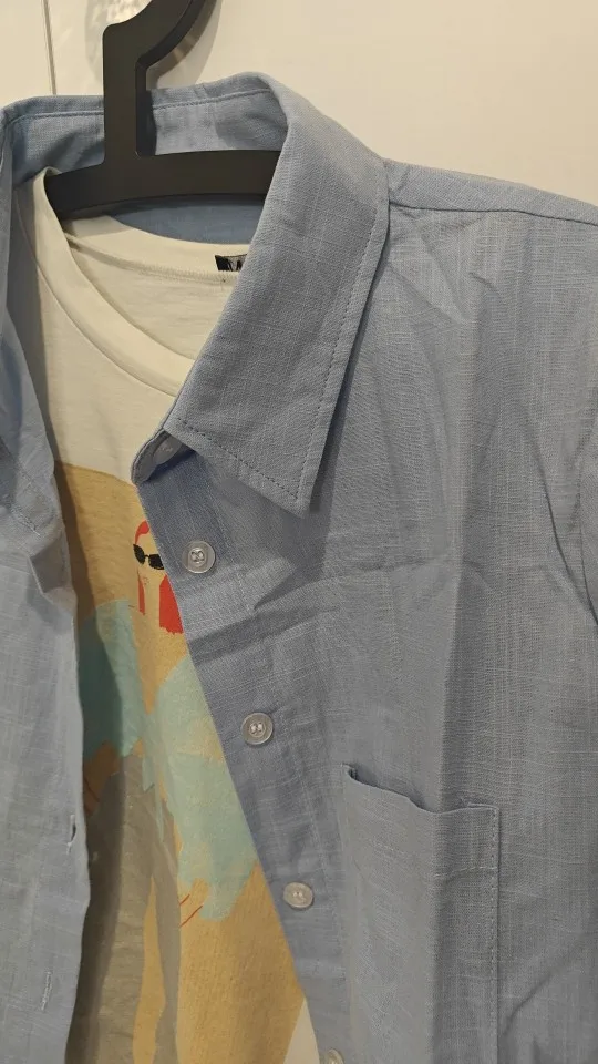Women’s Cotton-Linen Lapel Blouse with Patchwork Detail photo review