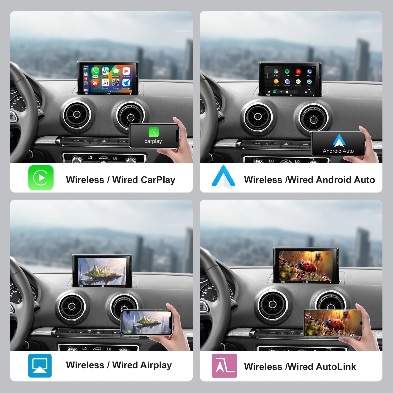 AUTOABC Interfaccia Wireless CarPlay Android Auto per Audi A3 A4 A5 Q2 Q7 Q5L 8V AirPlay Mirror Link Multimedia Camera - immagine 4