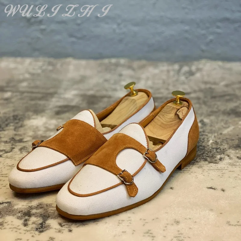 Mixed Colors Luxury Men's Loafers Casual Handmade Double Belt Buckle Design Classic Formal Shoes Comfortable Men Shoes