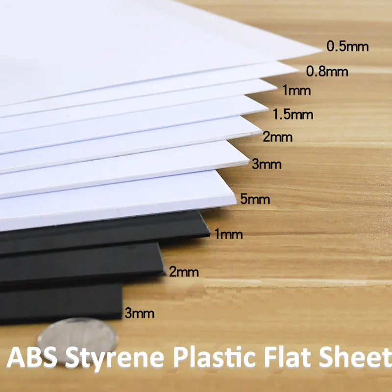 ABSStyrenePlasticFlatSheetPlateWhiteBlackMultSizeAnd