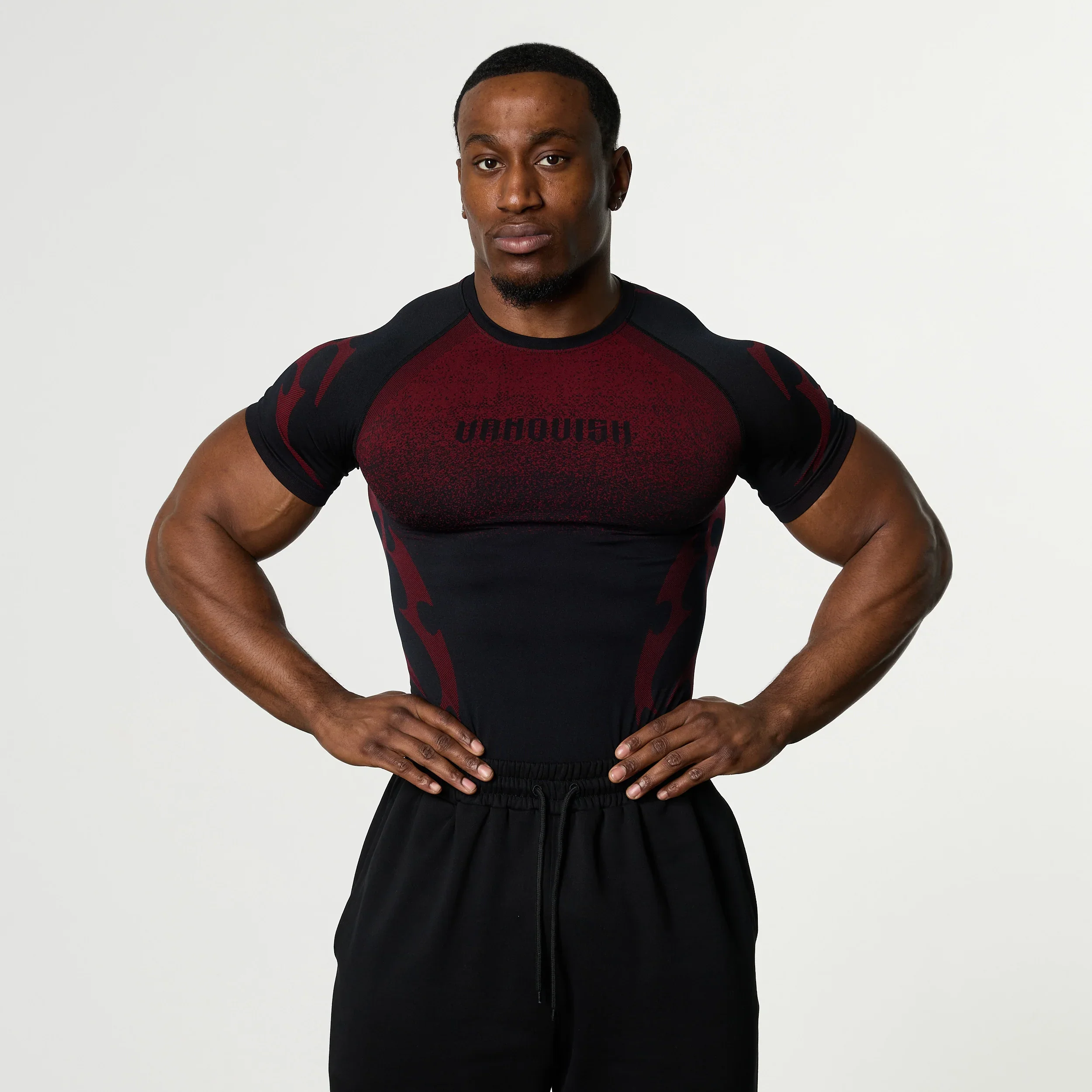 Herren Flammen-Farbverlauf Kompressions-Gym-T-Shirt Schnelltrocknend Atmungsaktiv Hochelastisch Slim Fit Athletisches Lauf- und Trainings-Sportshirt