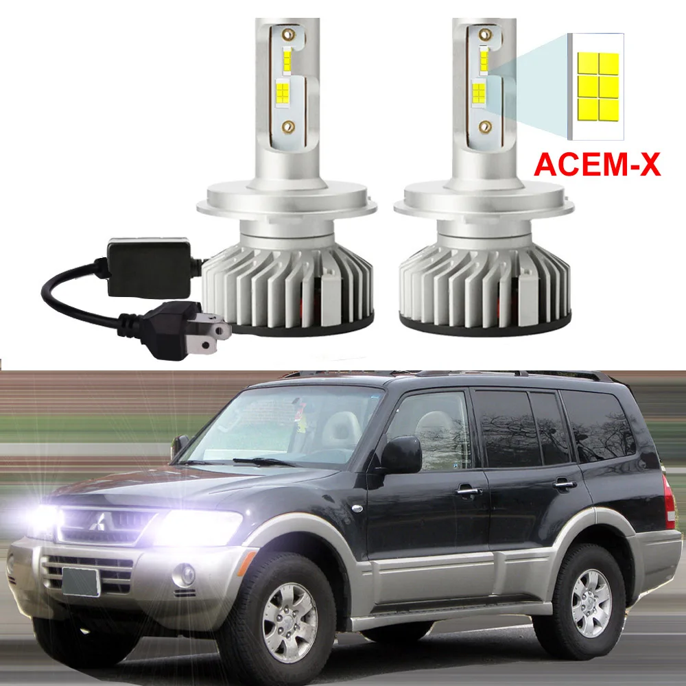 

2Pcs LED Headlight Bulbs High LOW Beam For Mitsubishi Montero Shogun Pajero 2 3 V31 V32 V33 V60 V73 V75 V77 1990-2006