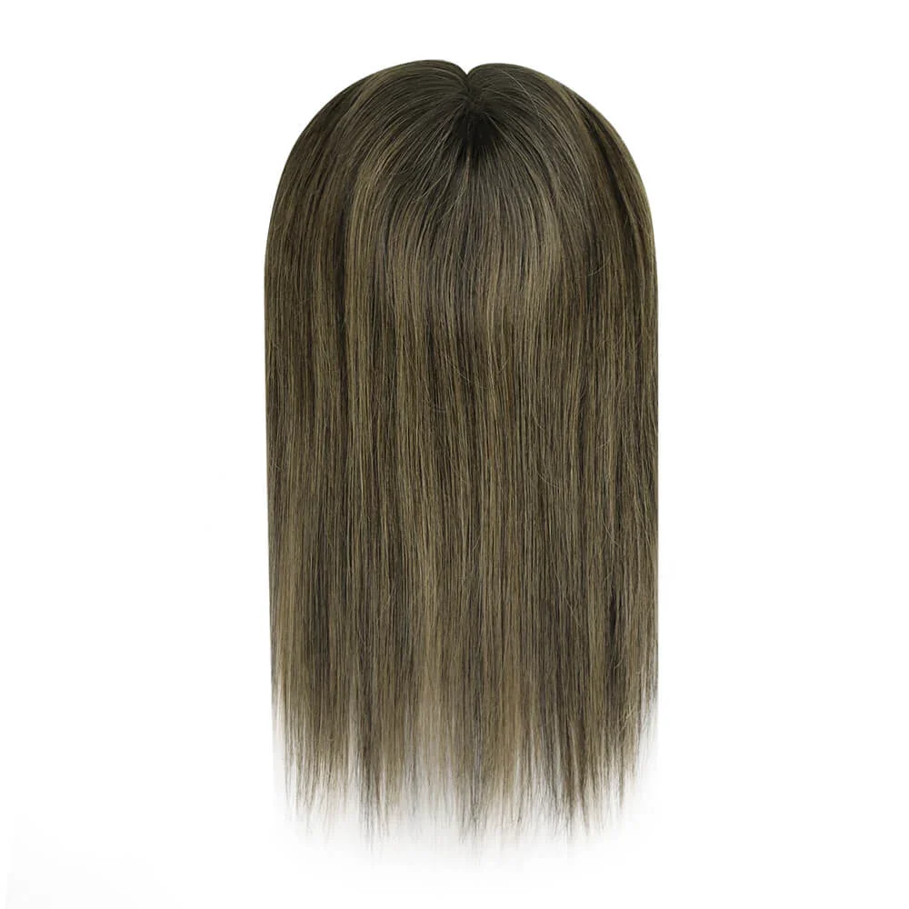 LaaVoo Hair Pieces Extensions Virgin Topper For Short Thining Hair Hand Made 6*7inch Real Brazilian Hair Mono And PU Base Hair 3