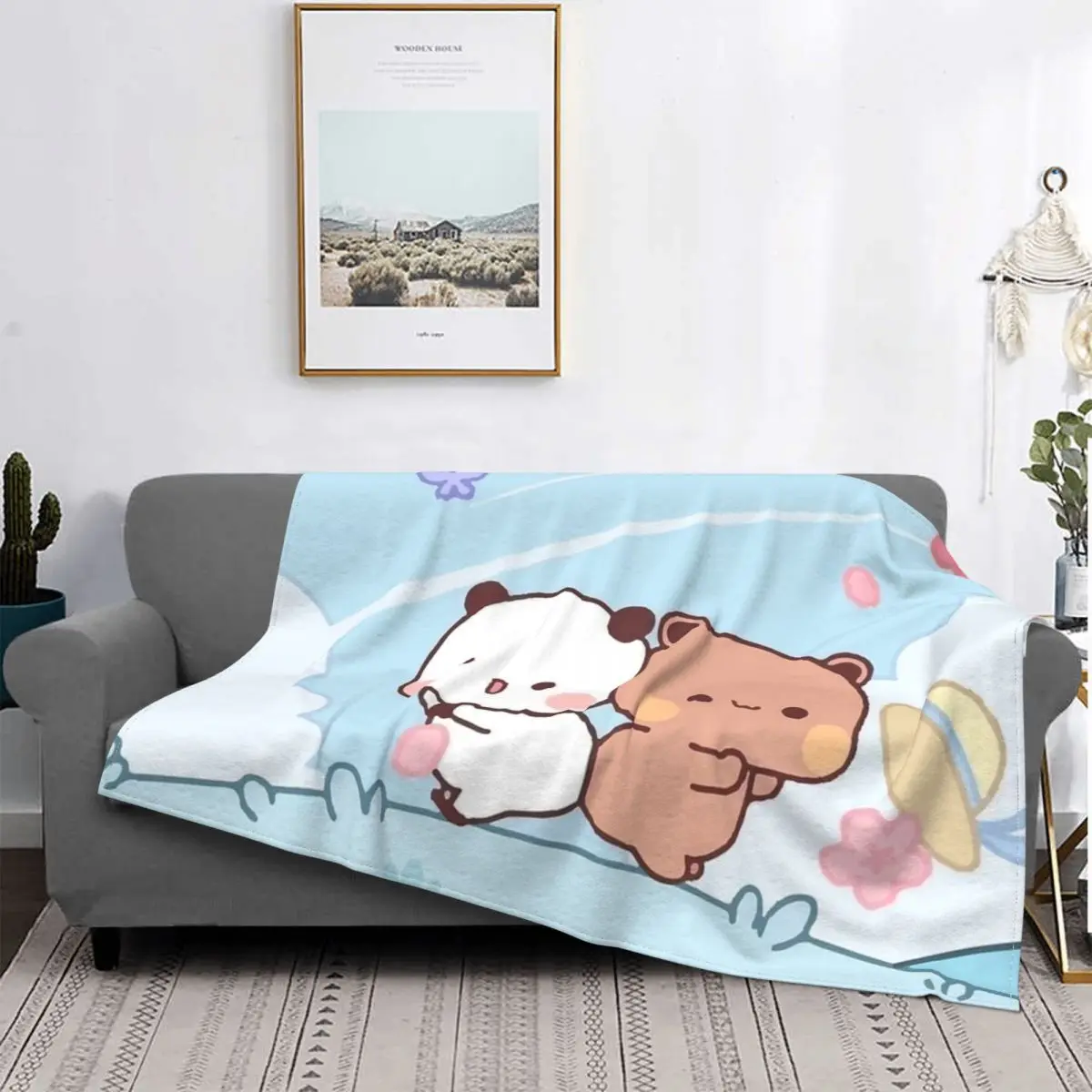 

Peach And Goma Spring Blankets 3D Printed Breathable Soft Flannel Throw Blanket for Sofa Travel Home Bedroom Quilt Bedding