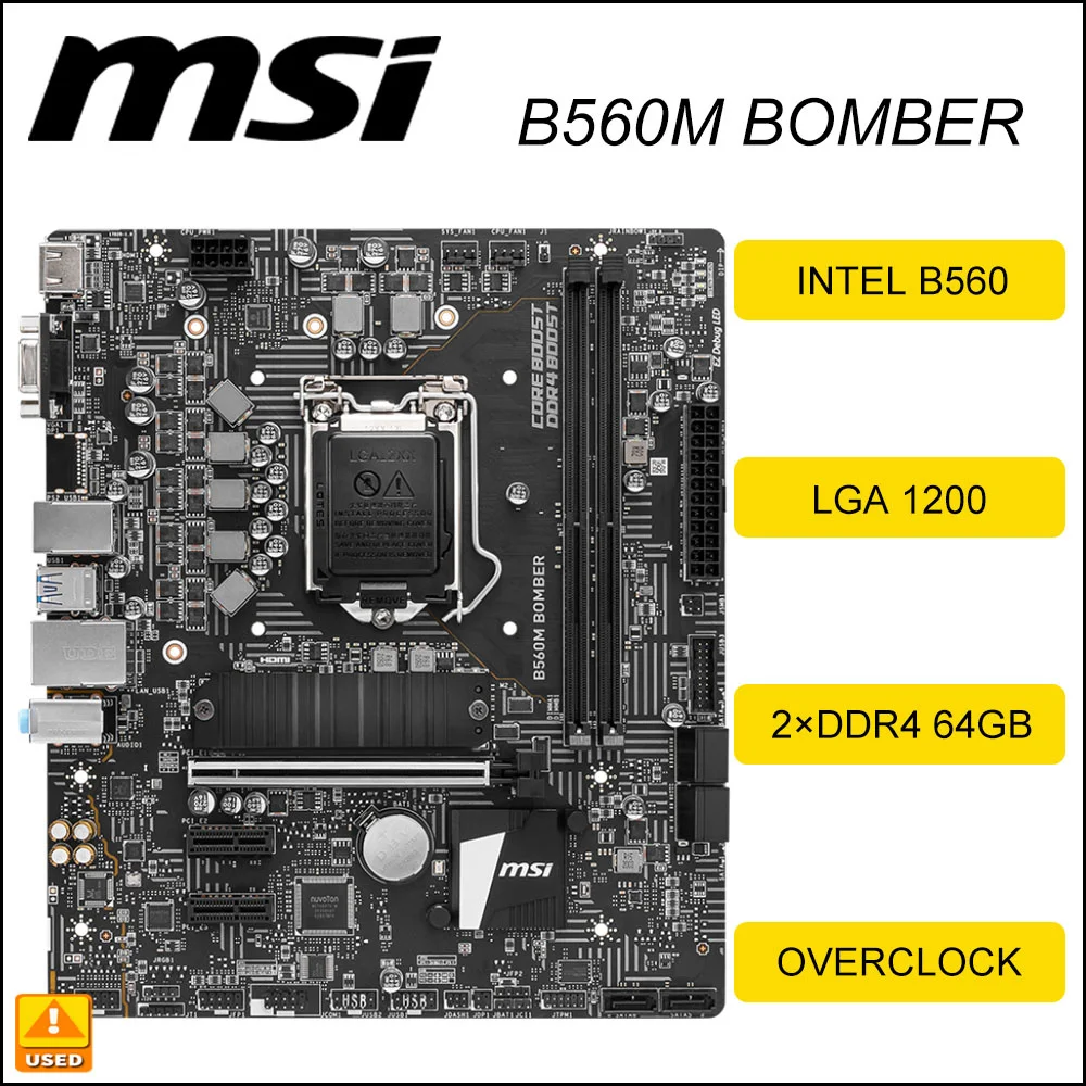 MSI B560M BOMBER Intel B560 Motherboard LGA 1200 DDR4 PCIE 4.0 M.2 USB3.2 Gen1 Overclock