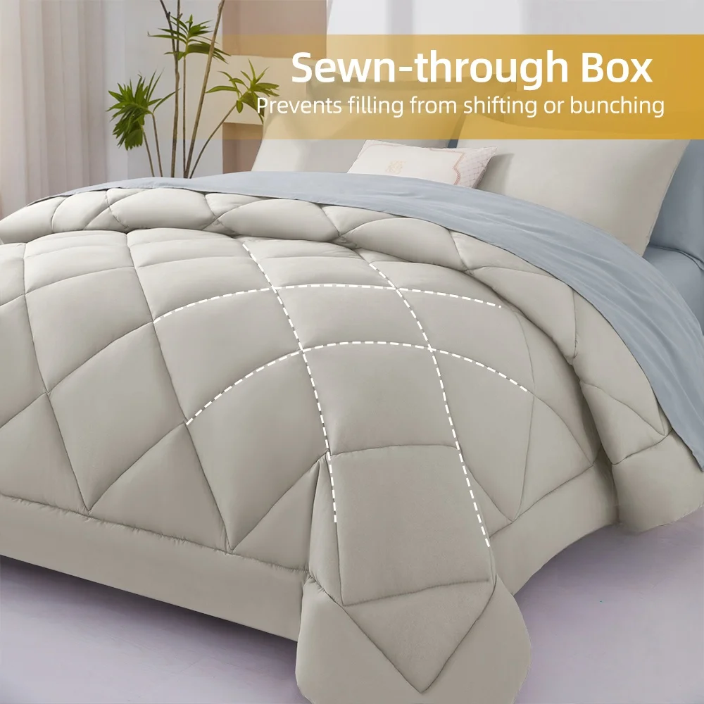 7 Pieces Bed in a Bag King Size, Fluffy Soft All Season Rustic Farmhouse Bedding with Full Sheets Set