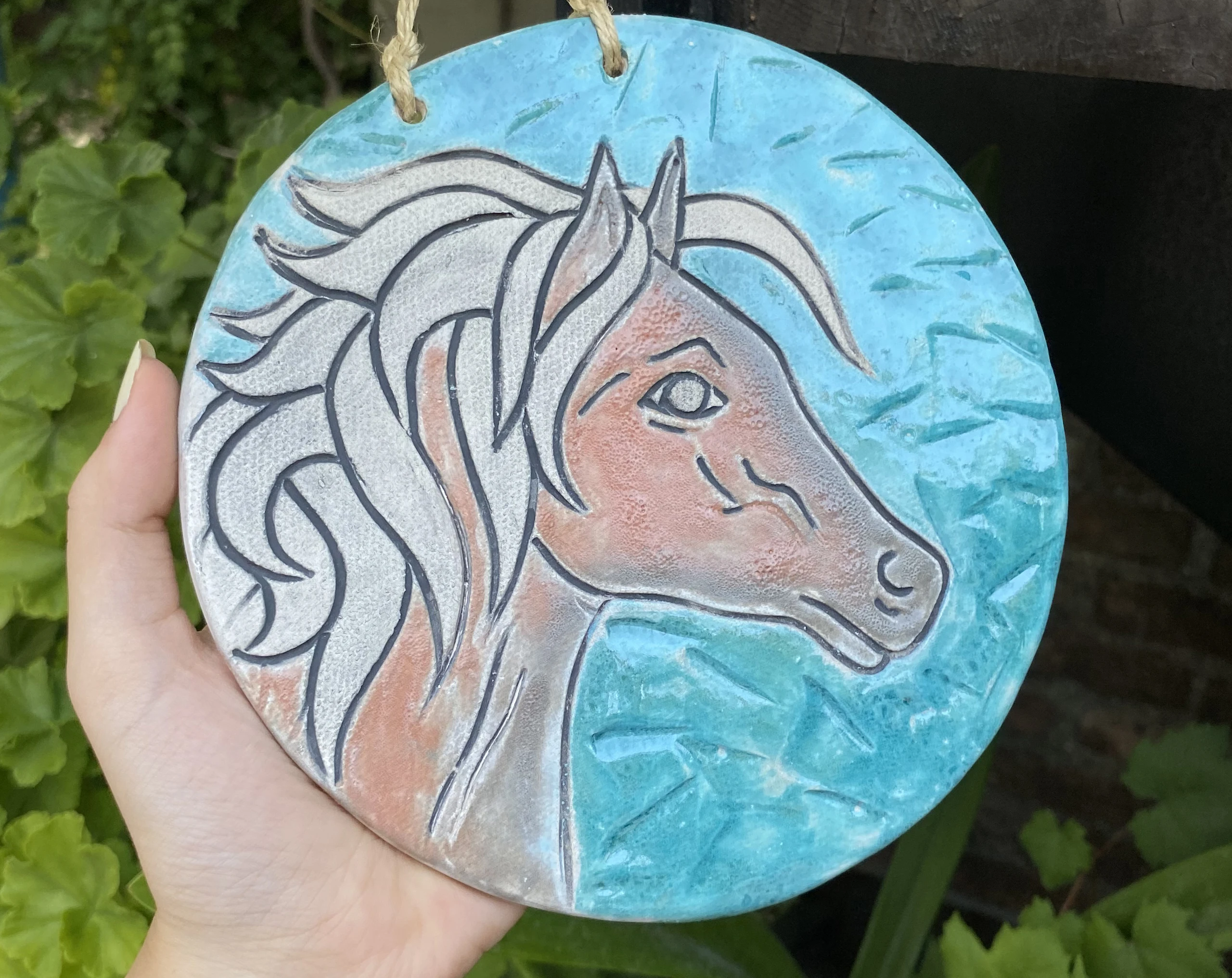 

New season handmade ceramic horse wall decoration indoor and outdoor high quality Christmas gift female