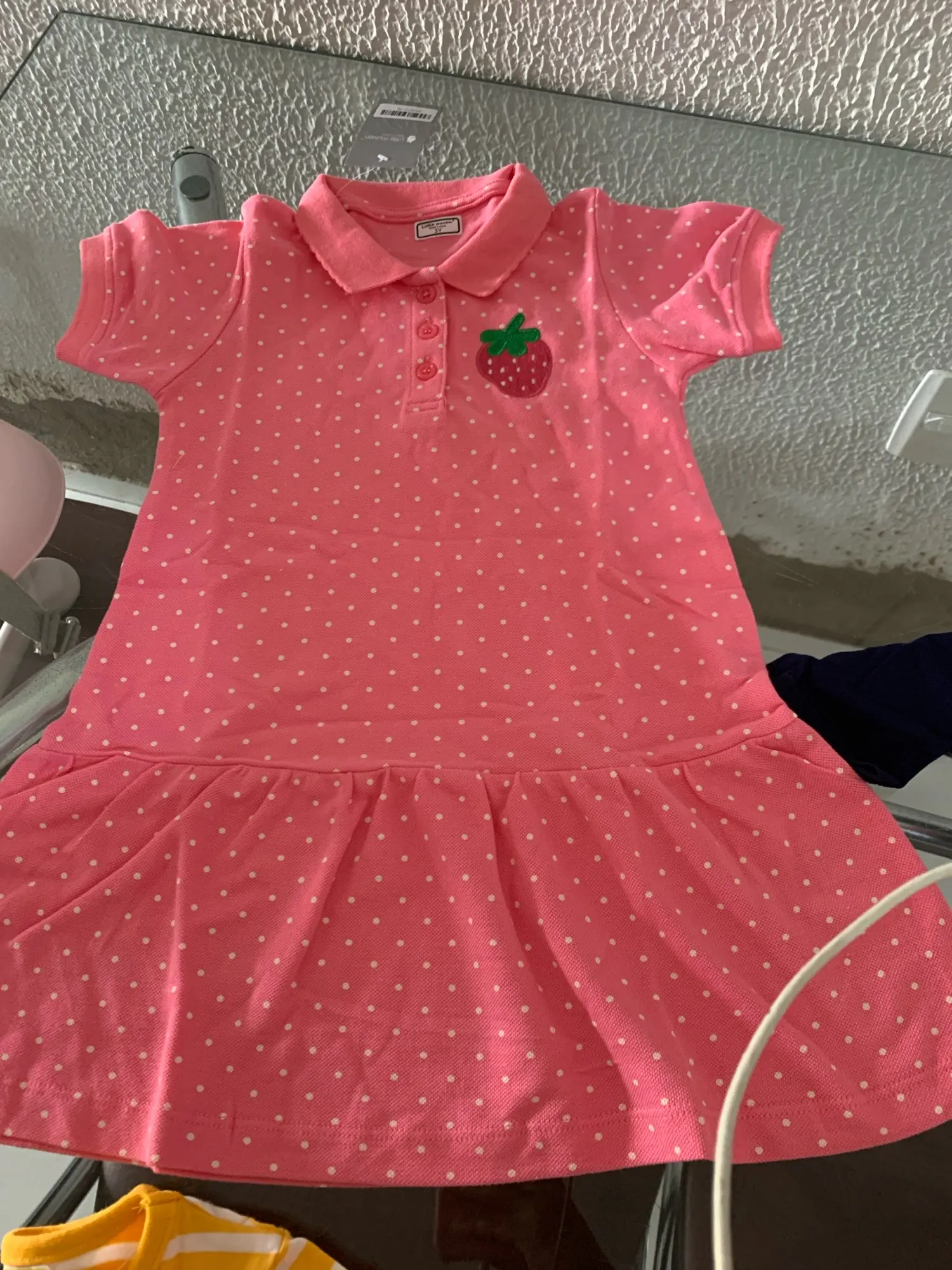 Little maven Summer Girls Clothes Strawberry Appliques Lovely Kids Girls Causal Polo Dresses for Girls Turn-Down Collar Dress photo review
