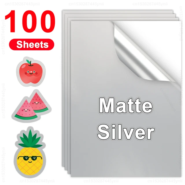 50 Sheets Gold Printable Vinyl Sticker Paper A4 Glossy White