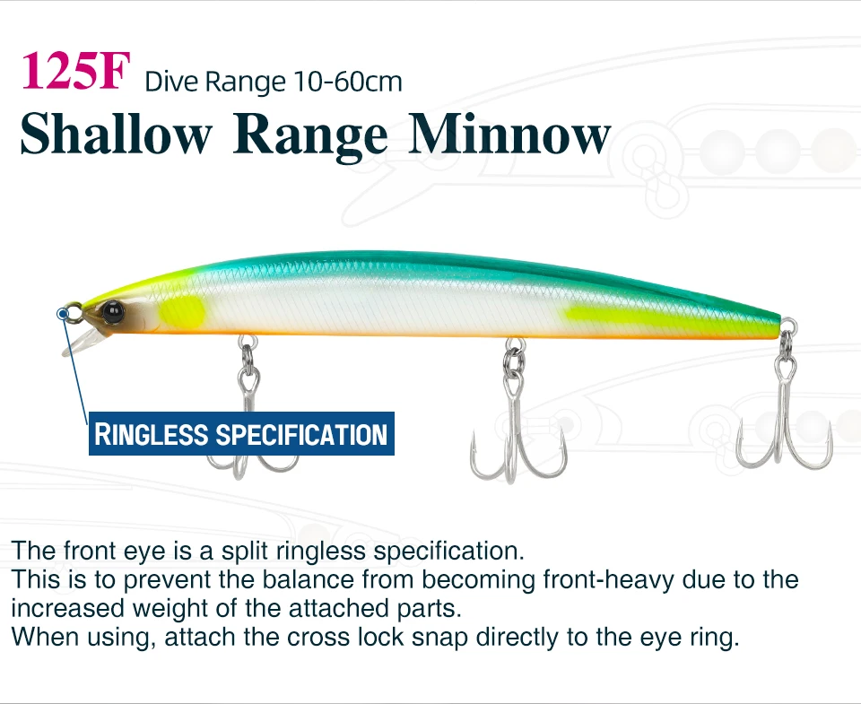 TSURINOYA Slim Minnow Meeresangelköder 125F 125 mm 14,3 g SW-Spiel schwimmende harte Köder für Seebarsch-Fake-Fischköder mit flachem Bereich – Detail 12