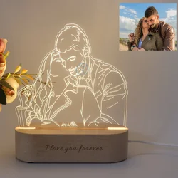 Custom 3D Photo Lamp with Engraved Text - Personalized Night Light (DIY 5 Person)