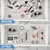 13-Piece Drawer Organizer Set, Plastic Storage Bins with Non-Slip Pads, Clear Desk Storage Trays for Makeup, Jewelry 3
