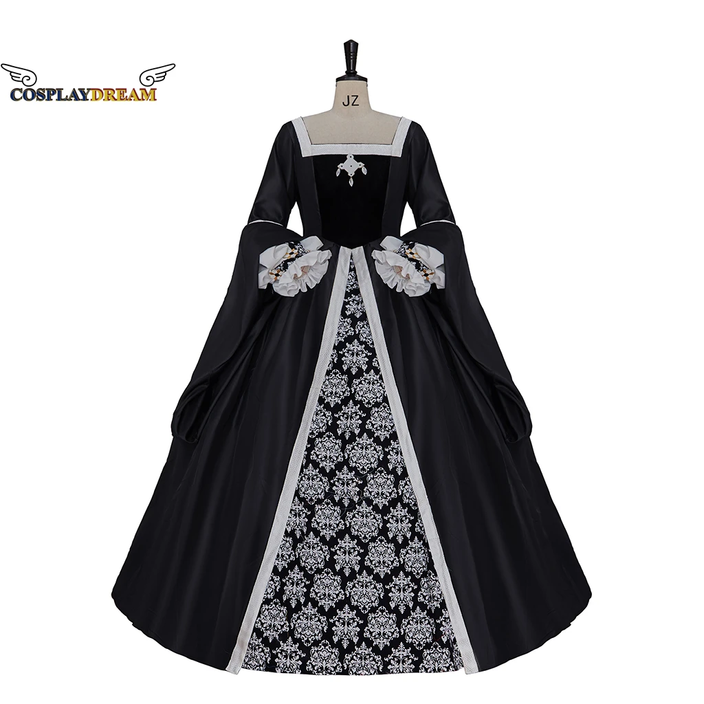 

Women Medieval Renaissance Black Dress Vintage Victorian Gothic Princess Dresses Historical Period Ball Gown Theater Clothing