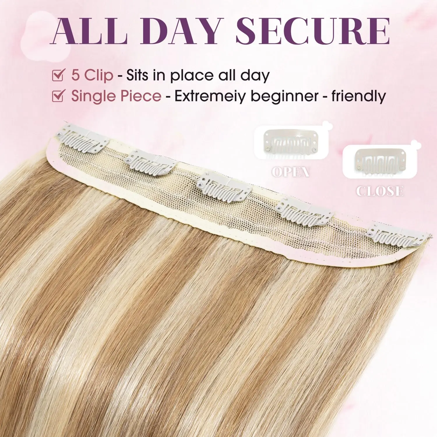 One Piece Clip In Extensions 100G Human Hair 5 Clips Natural Straight P8/613 Light Brown Mix Bleach Blonde Color Clip Ins