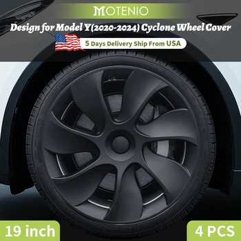 4PCS Wheel Cap Design For Tesla Model Y 2020-2024 19 Inch Right＆Left Hubcaps Cyclone Cover Wheel Cover Replacement Accessories 1