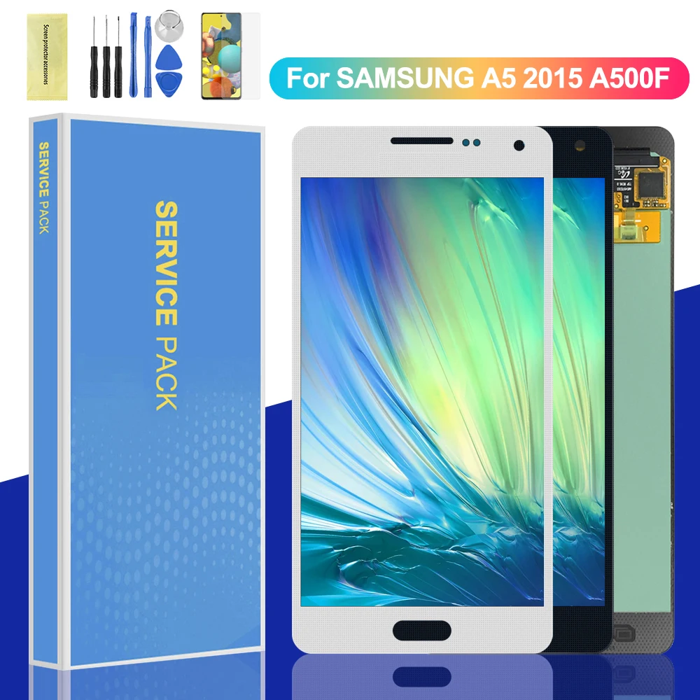 

Дисплей 5,0 дюйма для SAMSUNG A5 2015 LCD A500 A500F A500M, дисплей с сенсорным экраном и дигитайзером в сборе, замена