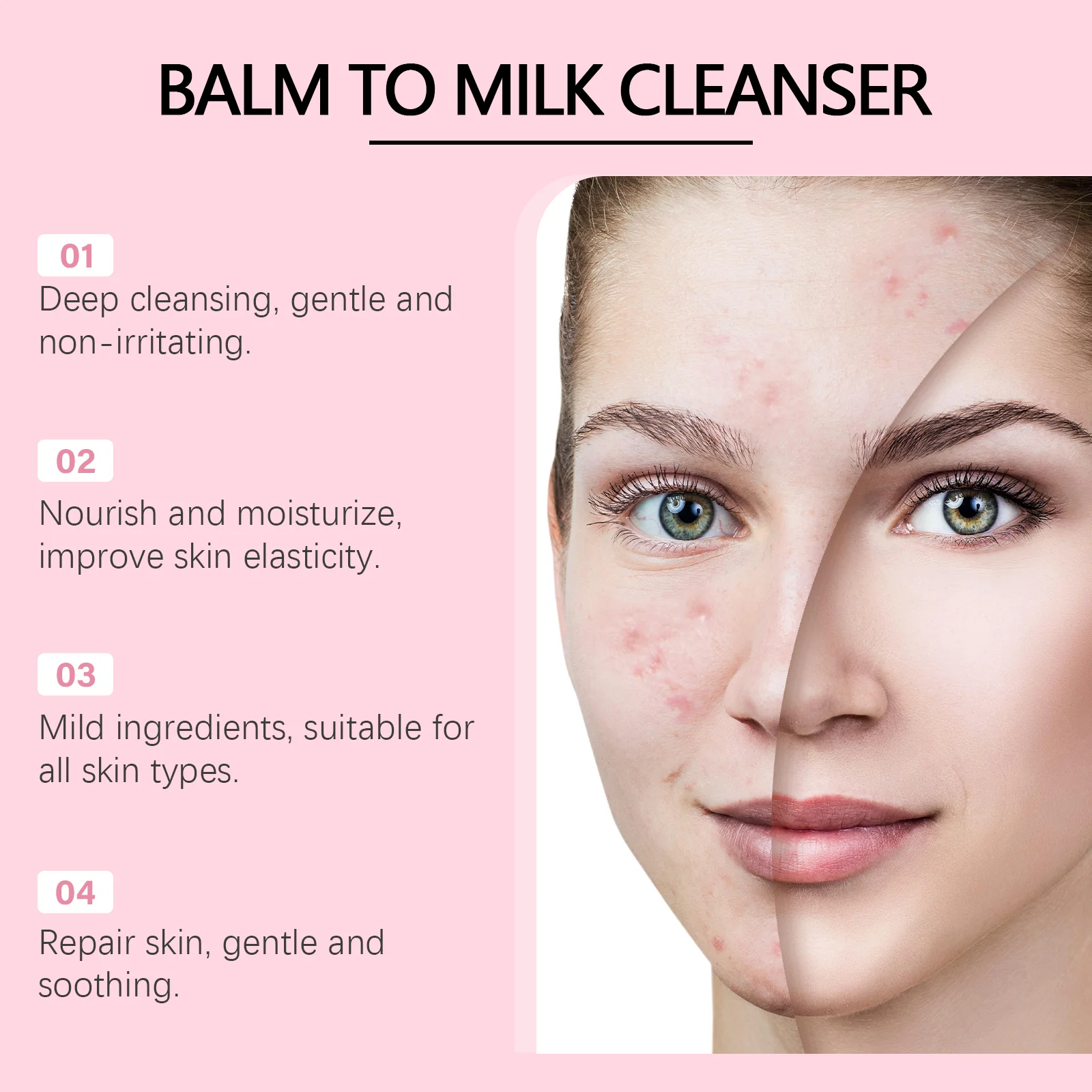 EELHOPE Face Cleaner Moisturizing Gentle Cleaning Pore Dirts Oil Control No Tight Non-irritating Soothing Face Cleaner Gel