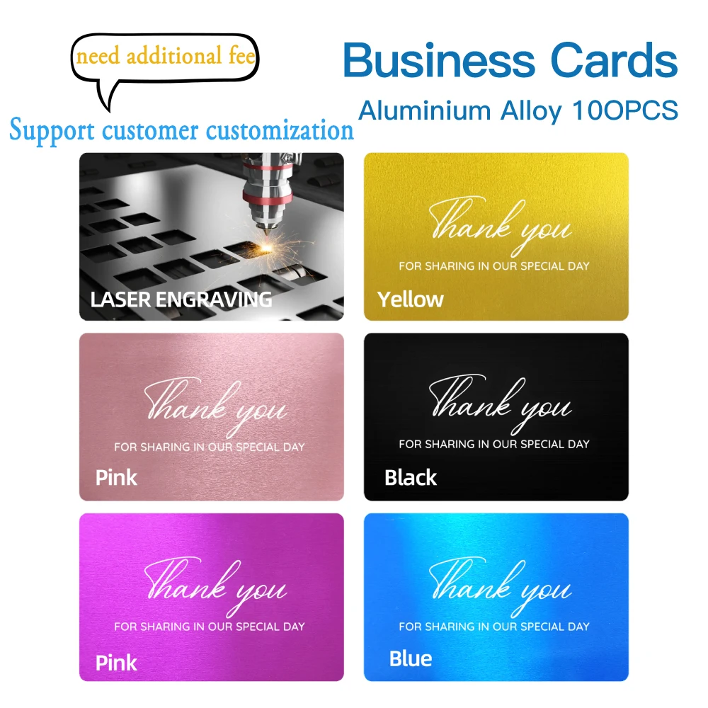 Tarjetas De Visita Metálicas En Blanco - 50 Unidades, Aleación De Aluminio Negro, Tamaño 8.6x5.4 Cm, Ideales Para Grabado Láser Personalizado