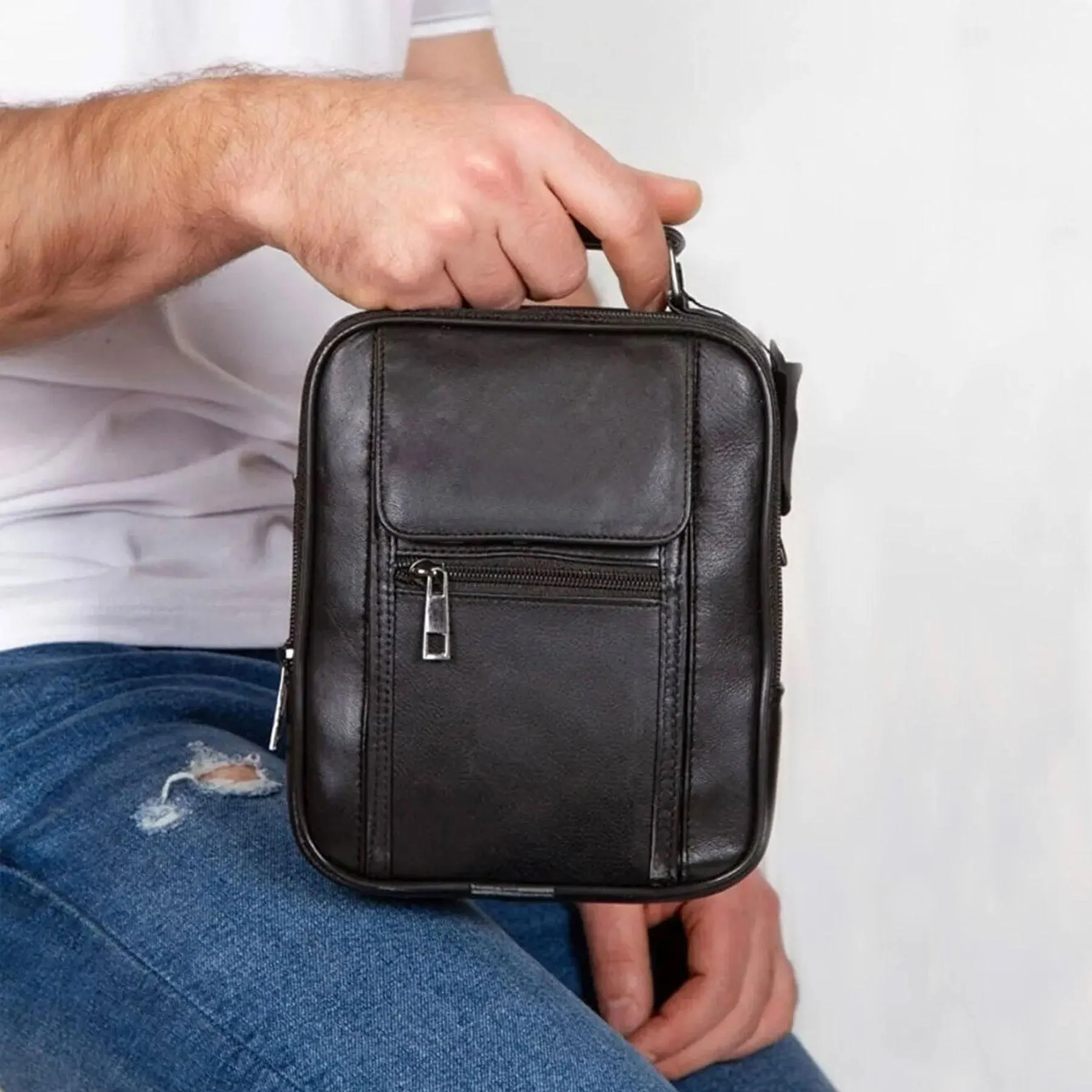 Lederax Genuine Leather Steel Case Men's Shoulder Bag and Handbag LD404