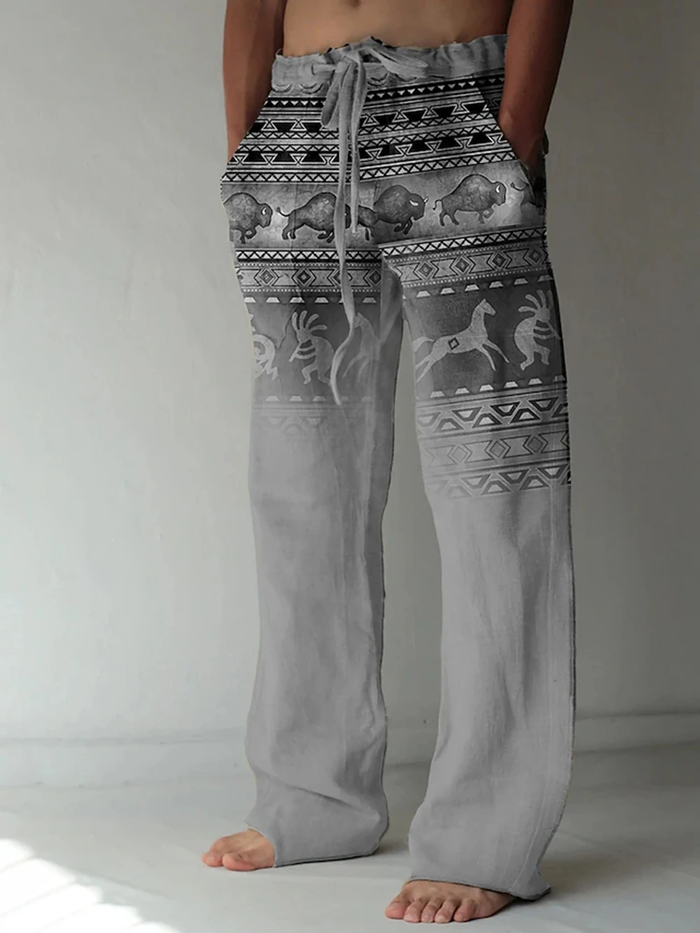 Vintage Ethnic Style Men's Trousers Summer Pants Beach Pant Drawstring Elastic Waist 3D Geometric Prints Graphic Casual Pant 6XL 2