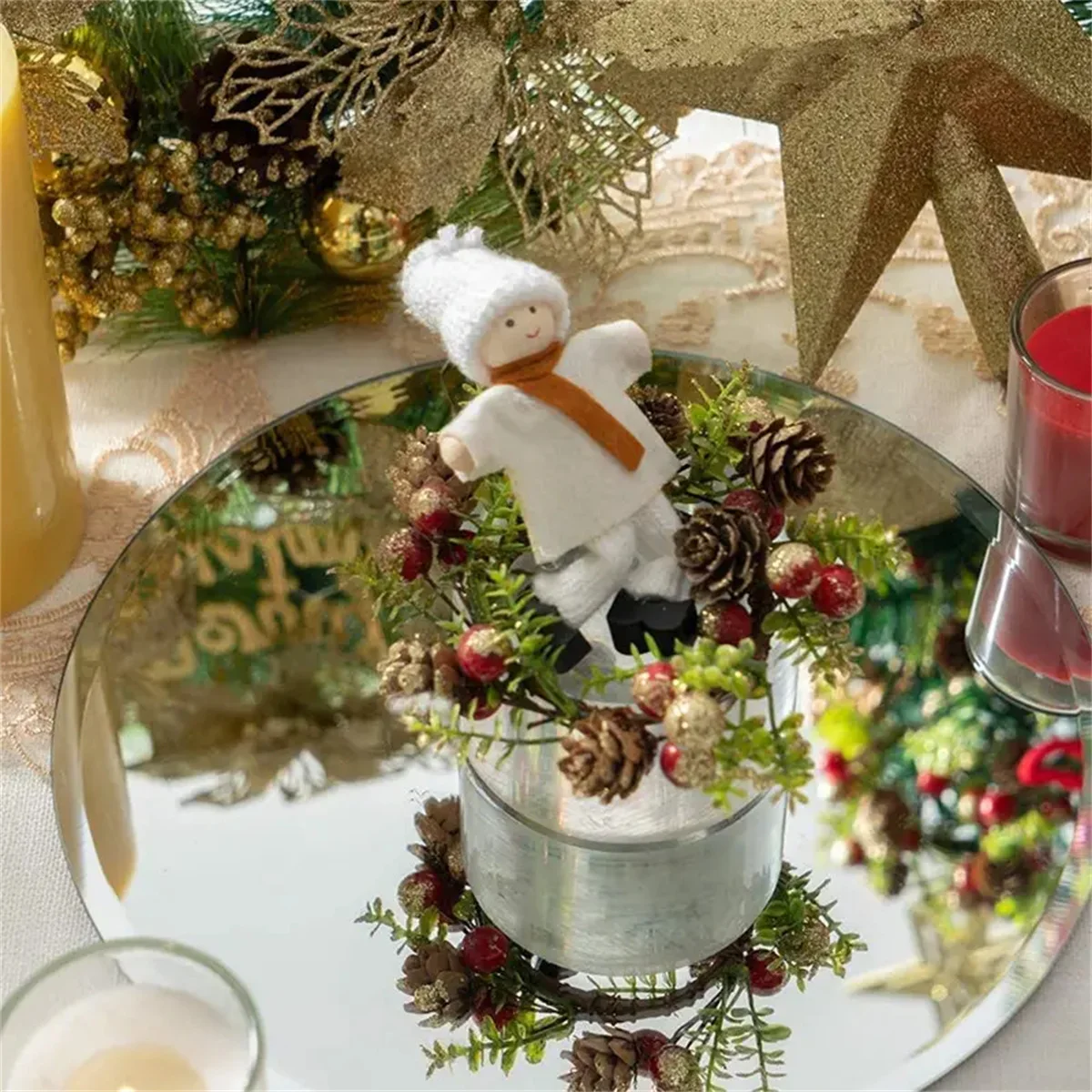 20cm Acrylic Round Mirrors Circle Candle Plates For Wedding Table Centerpieces Round Mirror Tray 1pc/3pcs /12pcs acrylic mirrors