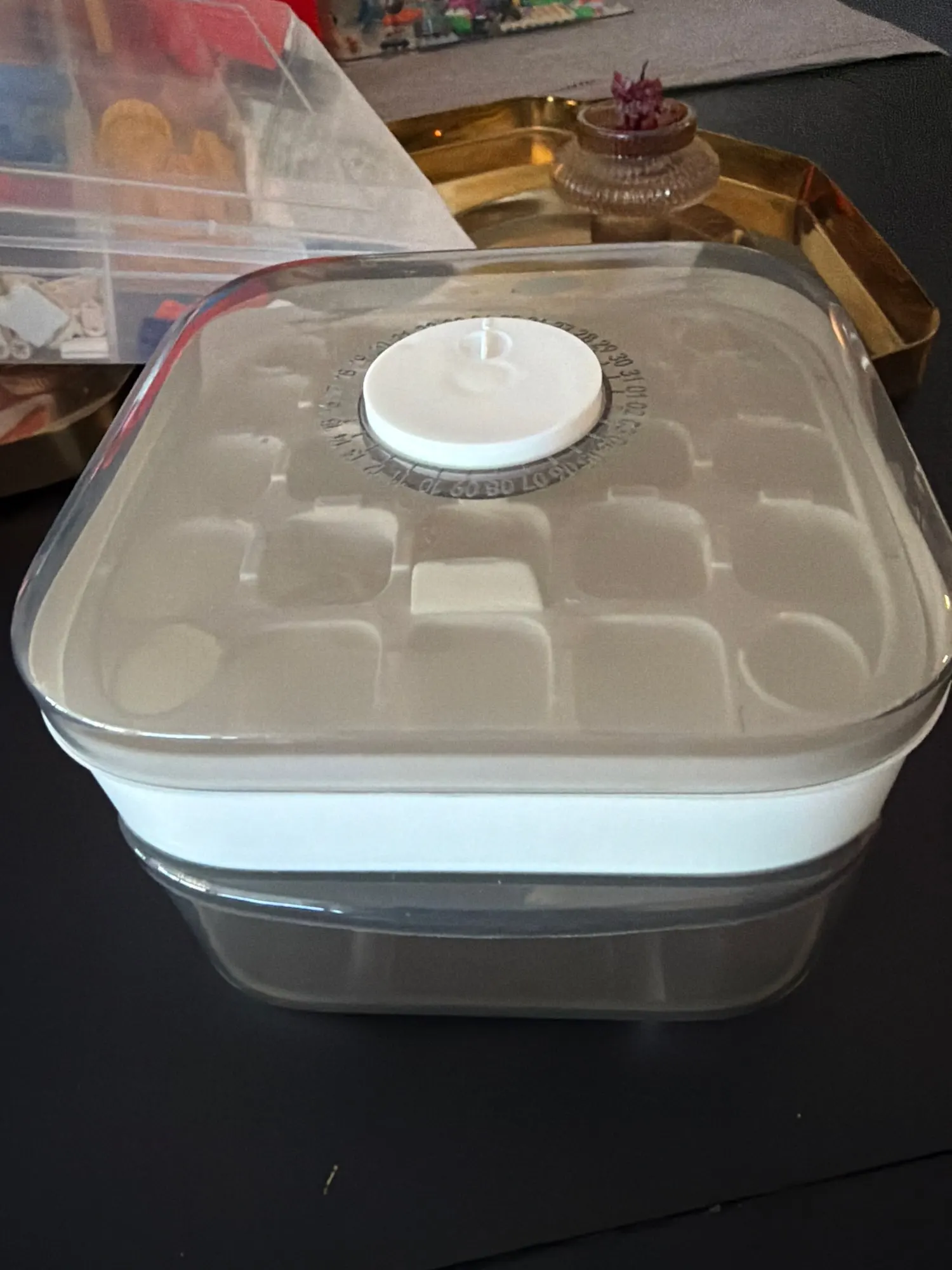Compact Double Layer Ice Cube Tray with Lid and Bin, Pull-Out Ice Drawer with Portable Handle, Kitchen Accessories, Gadgets photo review