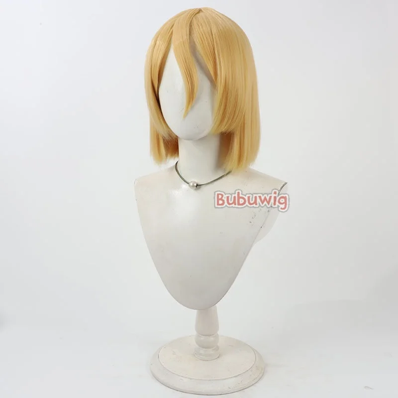 Bubuwig 합성 머리카락 Ryusui Nanami 코스프레 가발 Dr. Stone Ryusui Nanami 30cm 짧은 스트레이트 금발 보보 가발 내열성