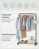 Clothes Rack with Wheels, Black Finish, Includes Storage Shelf, 110 LBS Capacity, Ideal for Hanging Clothes or Garment Storage. 3