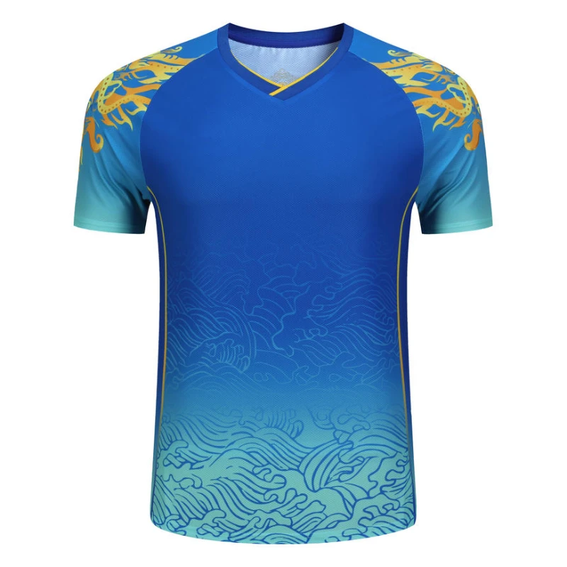 Championship Blue Table Tennis Shirt Shorts China Dragon Badminton Clothes Set Men Women Child Golf Pingpong Family Jersey