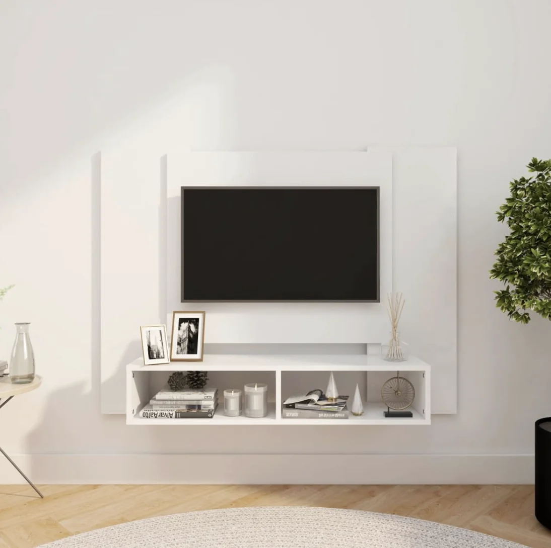 Mueble de TV de pared color blanco 120x23,5x90 cm, mueble salon television, mueble