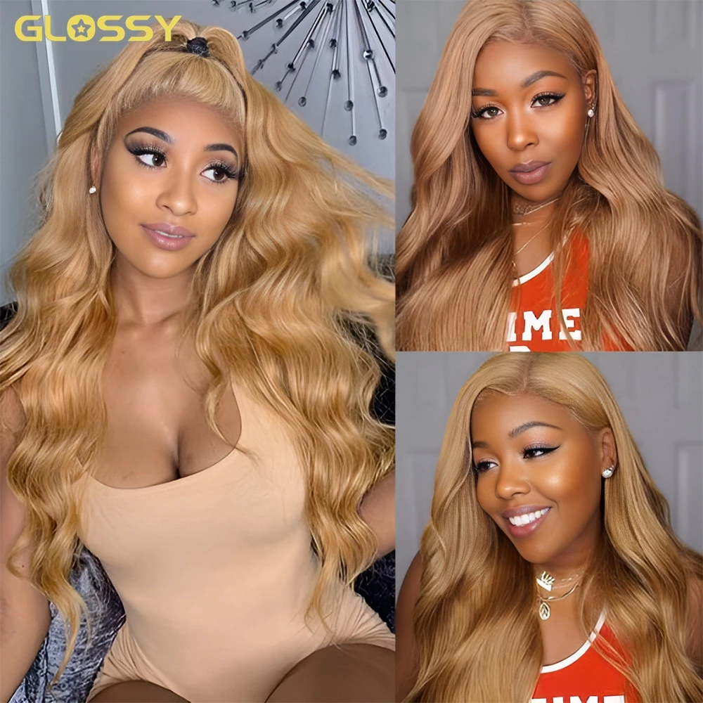 30 Cal miodowo-Blond Body Wave 13x6 Hd przezroczysta koronkowa peruka czołowa bezklejowa brazylijska Blond koronka z przodu peruki z ludzkimi włosami na wyprzedaży