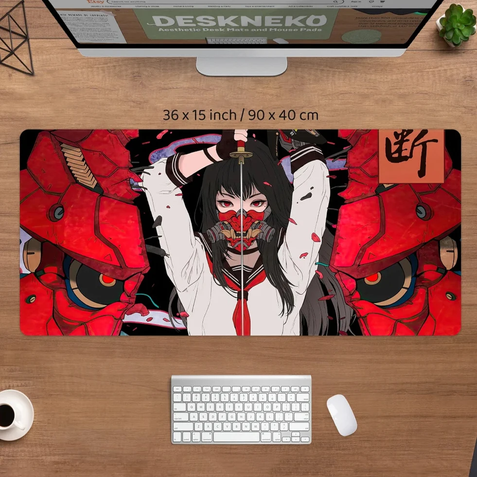 Computer Mat Mouse Pad Anime Mousepad Gamer Table Office Carpet 900x400 Large Rgb Devil Mask Desk Accessory Red Keyboard Deskpad