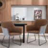 Leisure Chair Dining Chair Integrated Modern Leather Splicing Linen Comfortable Decorative Chair Metal Leg Cushioned Office 1pc 1