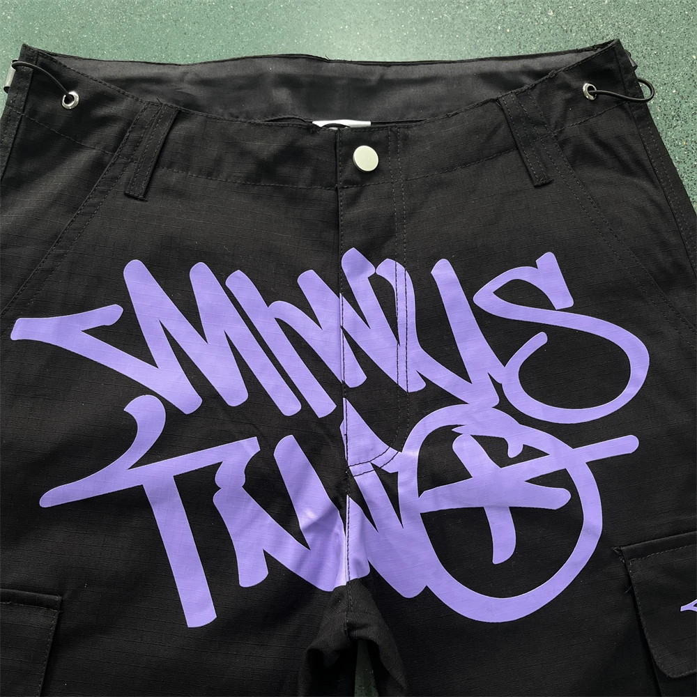 Minus two-pantalones de Hip Hop para hombre, pantalón holgado, informal y  elegante, color negro, Graff Cargos (logotipo morado) - AliExpress