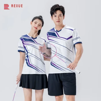 남녀공용 배드민턴 탁구 티셔츠, 트레이닝 운동복, 통기성 속건성 원단, 신상
