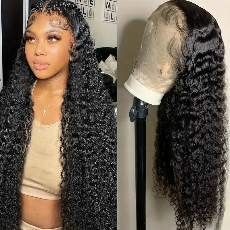 

13x6 Deep Wave Lace Front Wigs Human Hair 18-30 Inch 180% Density Transparent Lace Frontal Wig Pre Plucked with Baby Hair