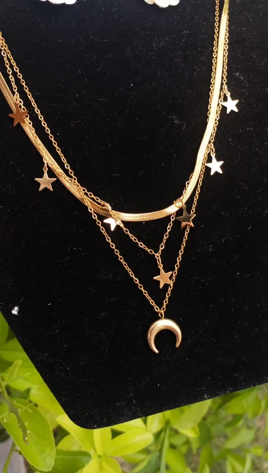 Layered Gold Pendant Necklace | Butterfly, Moon & Blue Eye photo review