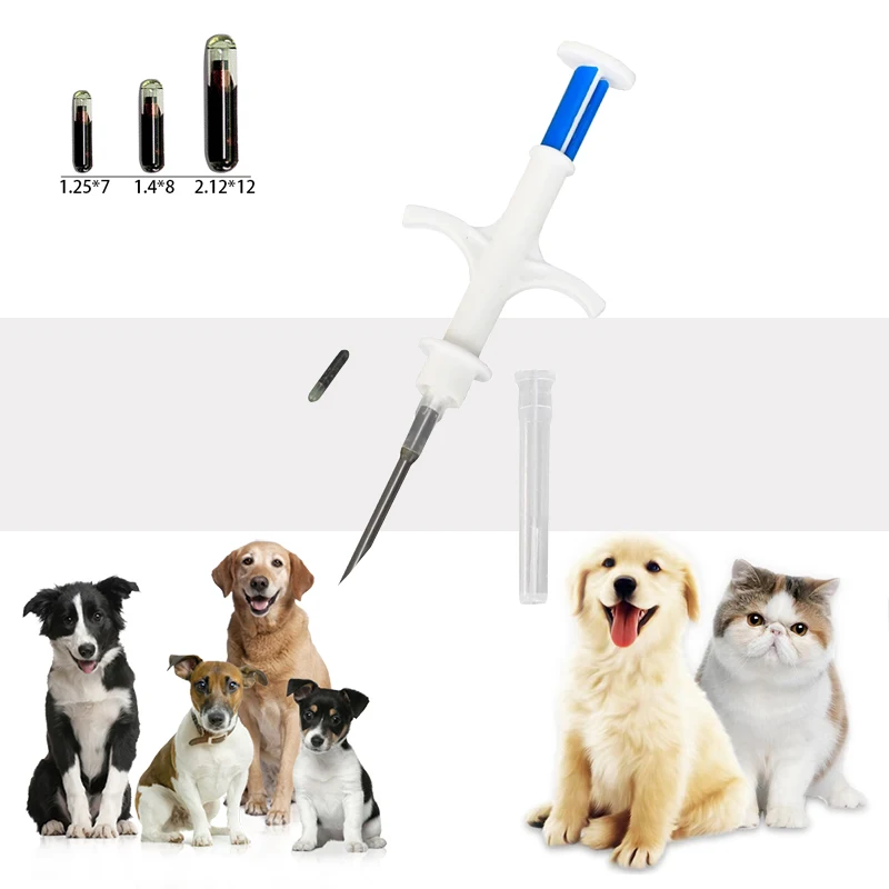 1pcs RFID Animal Syringe FDX-B EM4305 Chip 1.25*7mm Implant ID Microchip for Pet Dog Pigeon Fish