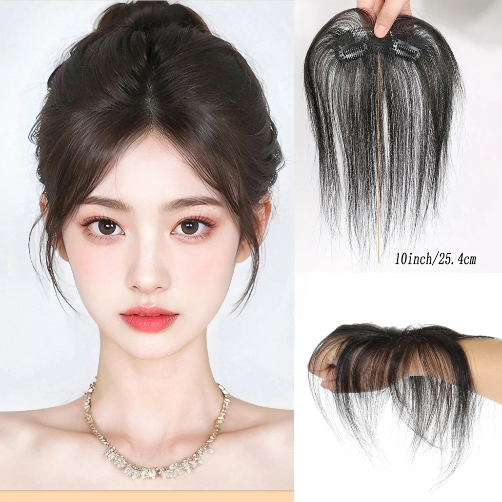 Natural Human Hair Clip In Bangs Extensions Image 1
