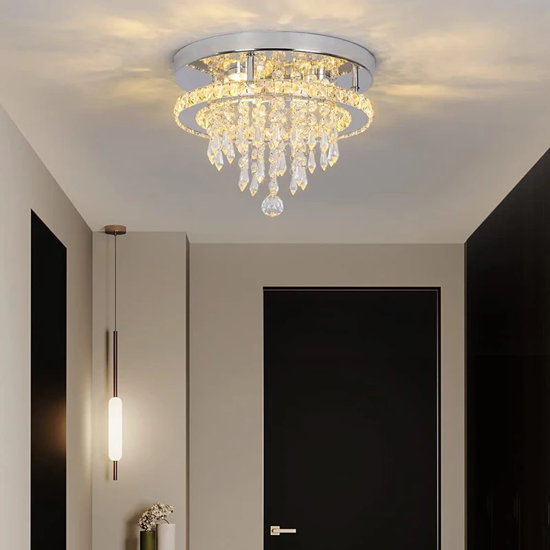 Round LED Ceiling Light 36W Crystal Modern Ceiling Lights Living Room Led Lamp Indoor Bedroom Bathroom Study Room Home Decor
