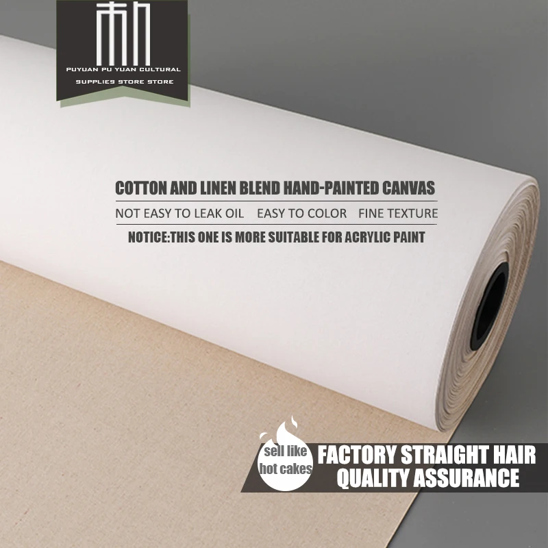 Stretched Canvas 5m/Cotton and linen canvas 300g Cloth Suitable for Acrylic Paint 27/37/47/57cm