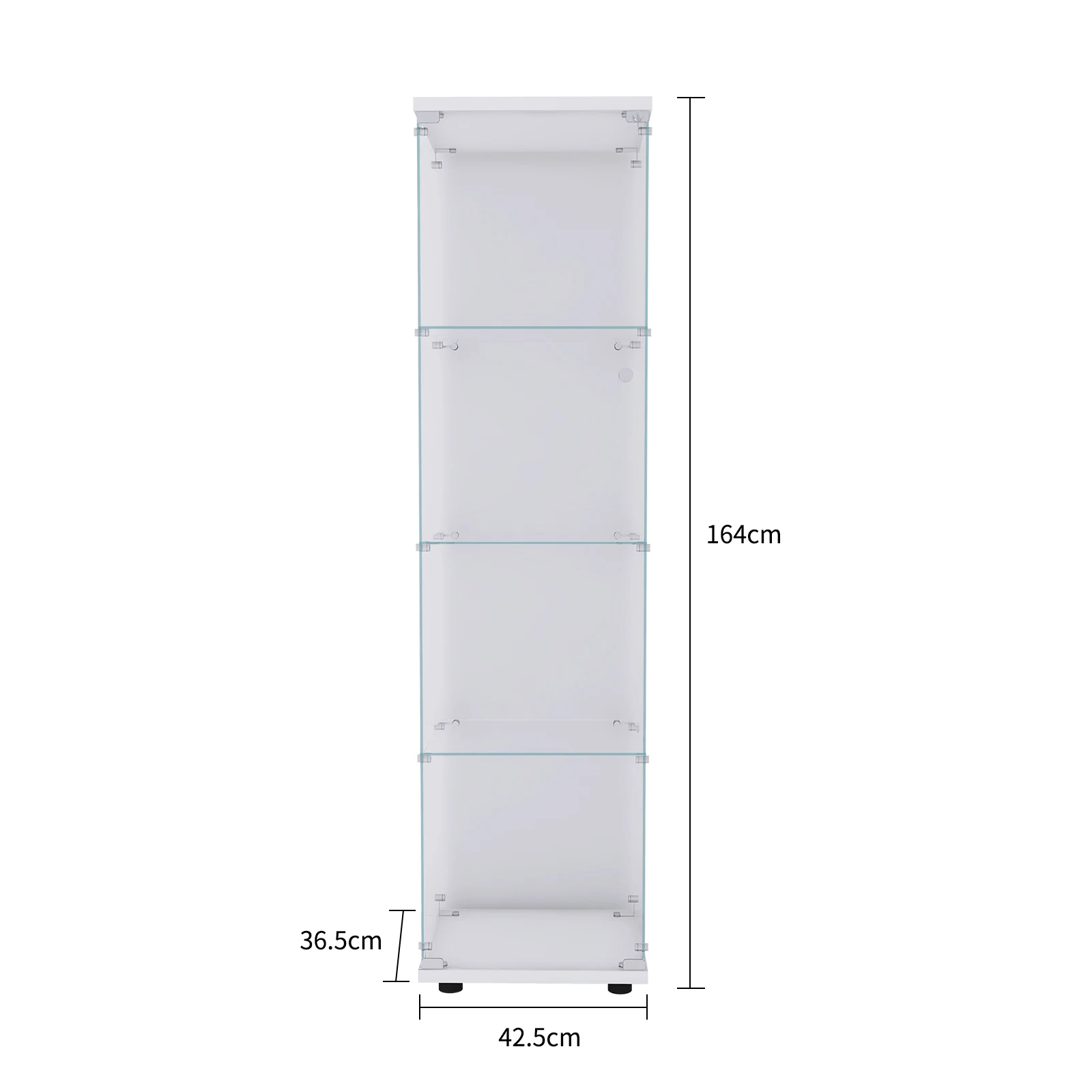 Rosahqnda Glasvitrine, Vertikale Vitrine mit LED-Beleuchtung und Glastür, mit 4 Regalen, Geeignet für Sammlerstücke, Bücher,Wein – Detail 3