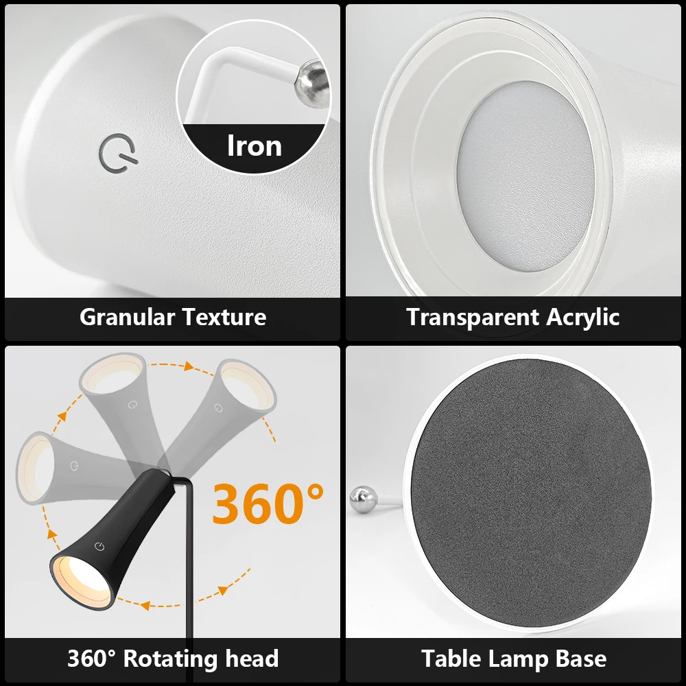 Multi-function Reading Light Clip Table Lamp LED Rechargeable Wireless Touch Study Light 360° Magnetic Night Light Writing Lamp 4