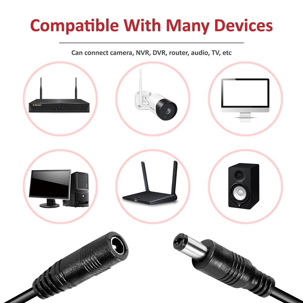 12V DC Extension Cable 5.5mm*2.1mm Male Female Power Cord Cable 1m 2m 3m 5m 10m Extend Wire for CCTV Camera DC Extend Power Cord