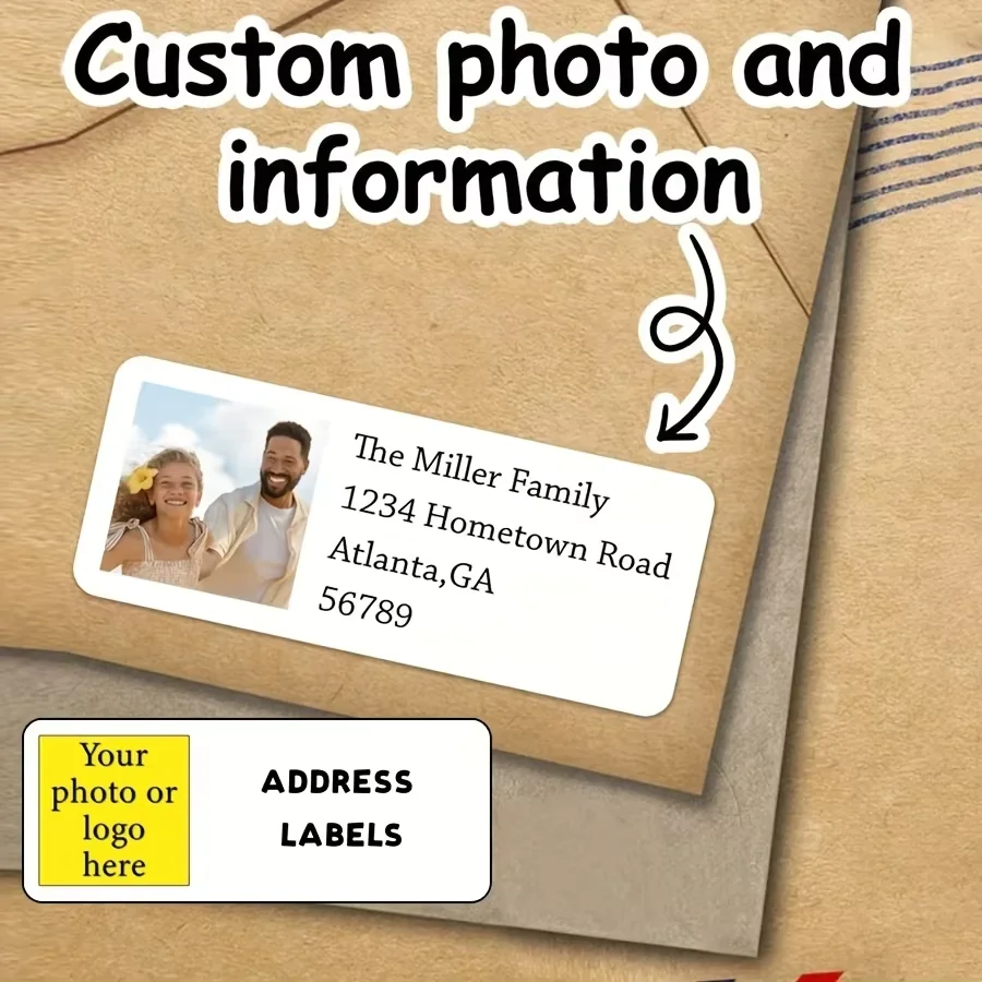 Personalized Photo and Address Stickers for Special Occasion Decor and Gift Tags