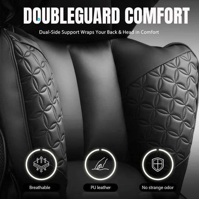 Office Chair Ergonomic Leather High Back Gaming Chair with Footrest, Adjustable Armrests