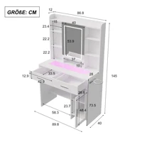 Туалетный столик с подсветкой, туалетный столик с зеркалом, туалетный столик с держателем для фена и USB/сузнецы — изображение 2