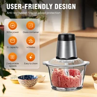 Hachoir Électrique 2L avec Grand Bol en Verre, 2 Vitesses, 300W, Hachoir à Viande Domestique, Robot Culinaire pour Bébé 8