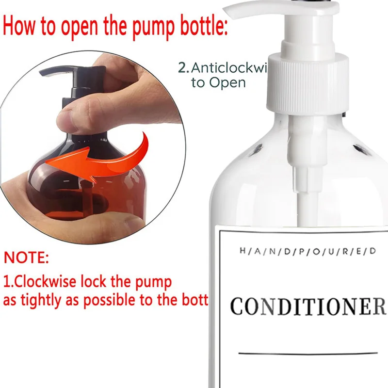 2 Pcs 16.9 oz Bathroom Hand Soap Bottle Kitchen Soap Dispenser Dish Bottles Refillable Liquid Container with 12 Labels