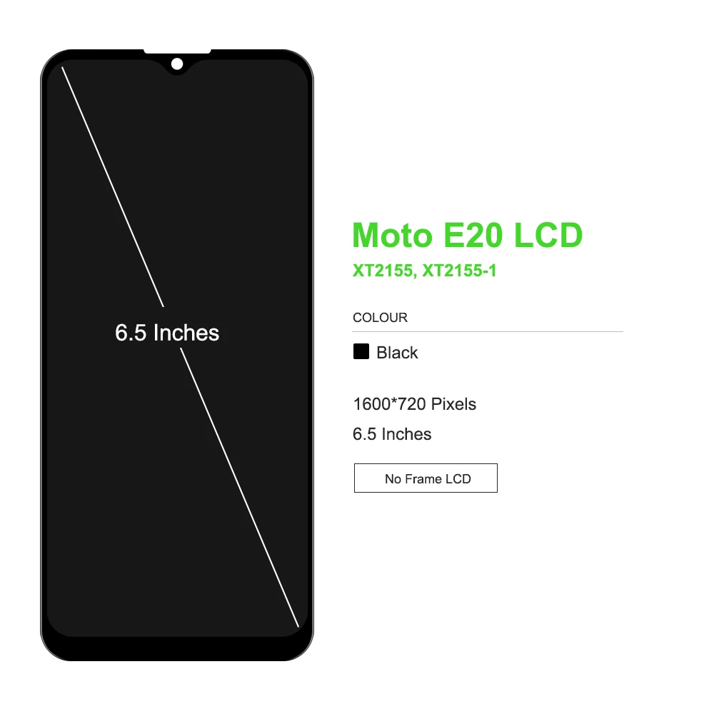 모토로라 모토 E20 XT2155 LCD XT2155-1 디스플레이 터치 패널 스크린 디지타이저, 프레임 포함, 6.5 인치 테스트 완료